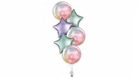 Happy Birthday Balloon Bouquet 6Ct Pastel Color