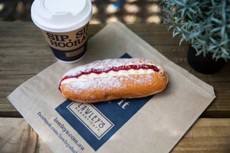 Cream And Jam Doughnut