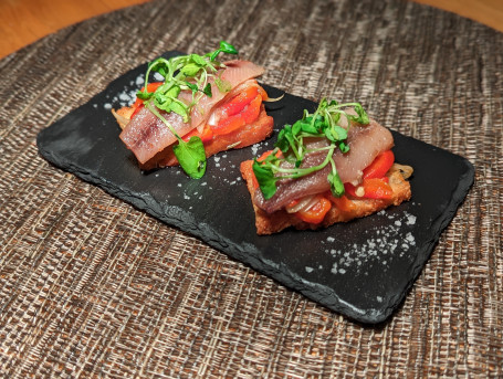 Smoked Sardine And Roasted Red Pepper Salad On Toast