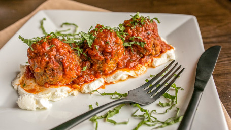 Baked Meatballs Over Ricotta