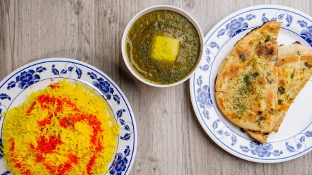 Sarson Da Saag+Rice+Naan Bread