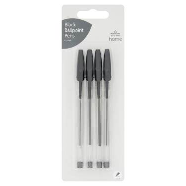 Morrisons Ballpoint Pens Black 4 Pack