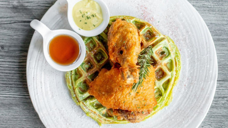 Fried Chicken Pandan Waffle